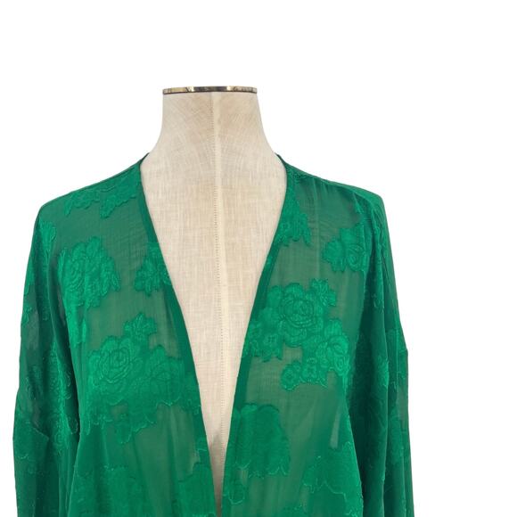 Asos Design Curve Plunge Tie front Mini Dress Floral Jacquard Green Size US 16 - Picture 3 of 15